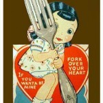 Valentines postcard fork