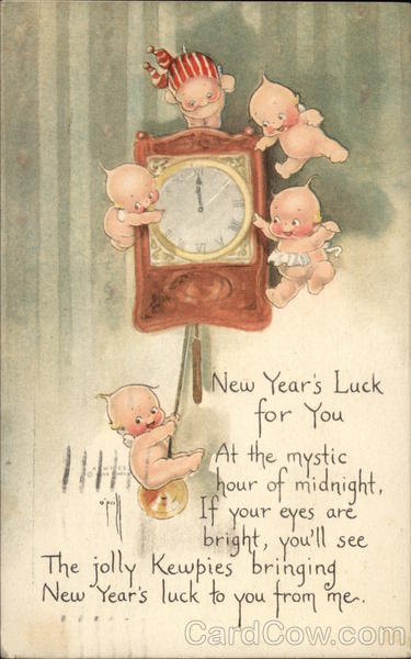 New Year card kewpie dolls