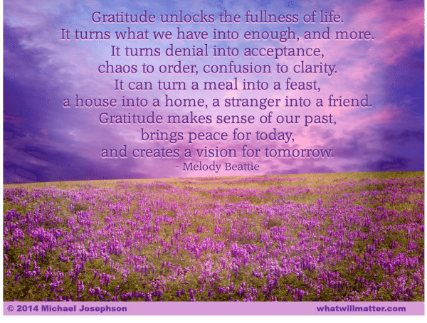 1 Gratitude unlocks fullness of life